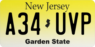 NJ license plate A34UVP