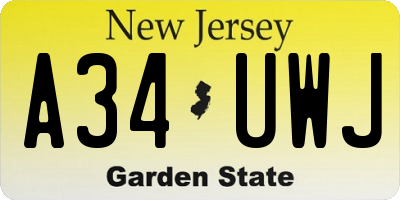 NJ license plate A34UWJ