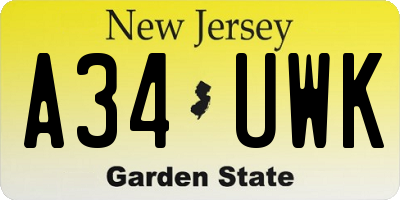 NJ license plate A34UWK