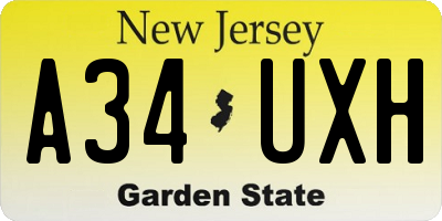 NJ license plate A34UXH
