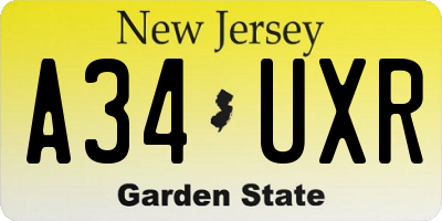 NJ license plate A34UXR