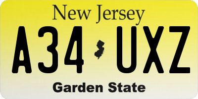 NJ license plate A34UXZ