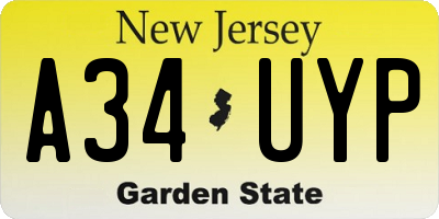 NJ license plate A34UYP