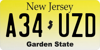 NJ license plate A34UZD
