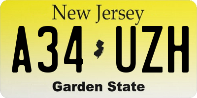 NJ license plate A34UZH