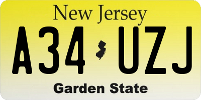 NJ license plate A34UZJ