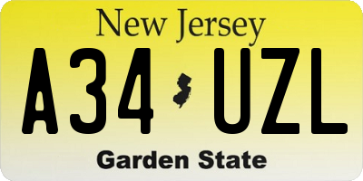 NJ license plate A34UZL