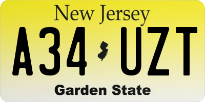 NJ license plate A34UZT