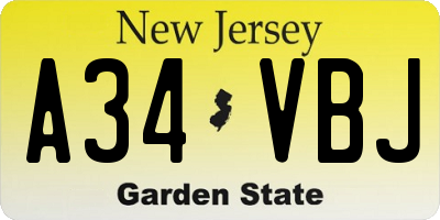 NJ license plate A34VBJ