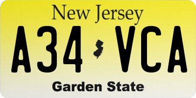 NJ license plate A34VCA