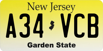 NJ license plate A34VCB
