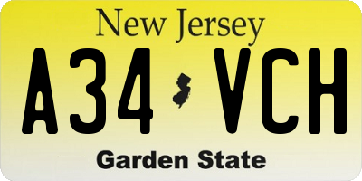 NJ license plate A34VCH