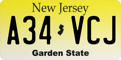 NJ license plate A34VCJ