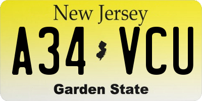 NJ license plate A34VCU