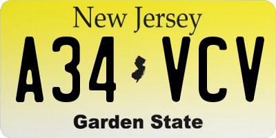 NJ license plate A34VCV