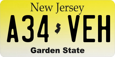 NJ license plate A34VEH