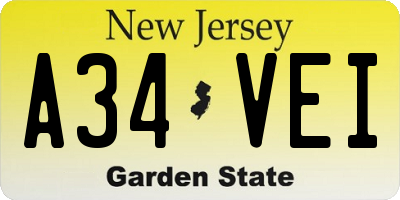 NJ license plate A34VEI