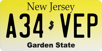 NJ license plate A34VEP