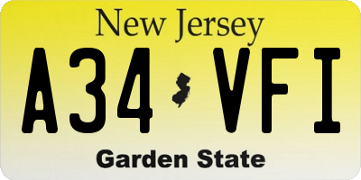 NJ license plate A34VFI