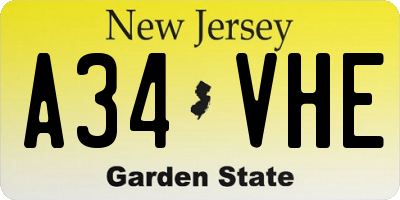 NJ license plate A34VHE