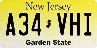 NJ license plate A34VHI