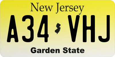 NJ license plate A34VHJ