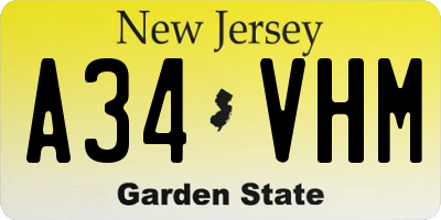 NJ license plate A34VHM