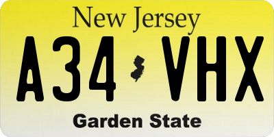 NJ license plate A34VHX