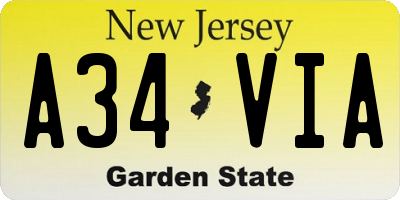NJ license plate A34VIA