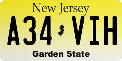 NJ license plate A34VIH