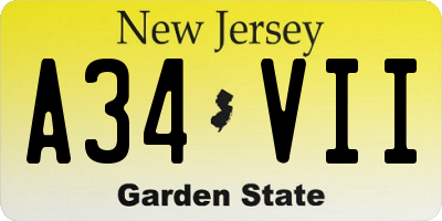 NJ license plate A34VII