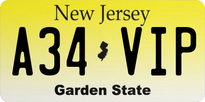 NJ license plate A34VIP