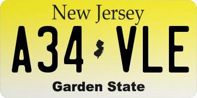 NJ license plate A34VLE