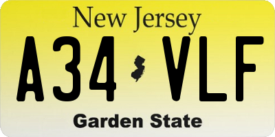NJ license plate A34VLF