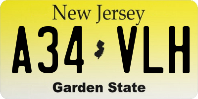 NJ license plate A34VLH