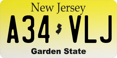 NJ license plate A34VLJ