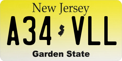 NJ license plate A34VLL