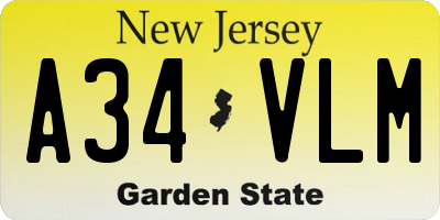 NJ license plate A34VLM