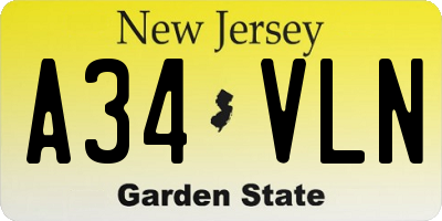 NJ license plate A34VLN