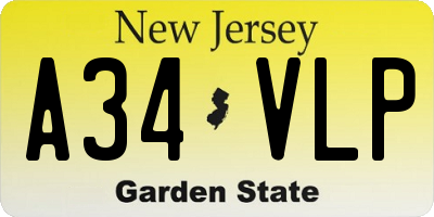 NJ license plate A34VLP