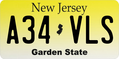 NJ license plate A34VLS