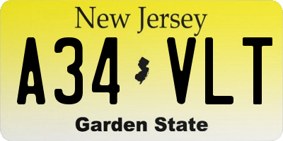 NJ license plate A34VLT