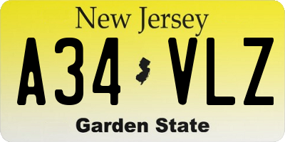 NJ license plate A34VLZ
