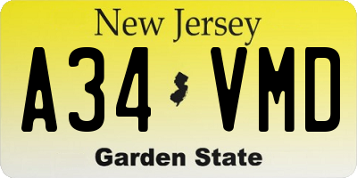 NJ license plate A34VMD