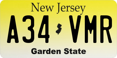 NJ license plate A34VMR