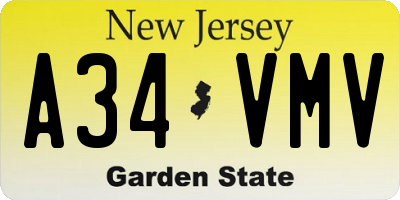 NJ license plate A34VMV