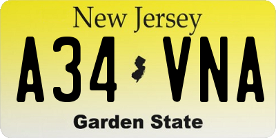 NJ license plate A34VNA