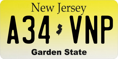 NJ license plate A34VNP