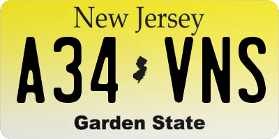 NJ license plate A34VNS