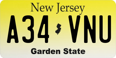 NJ license plate A34VNU